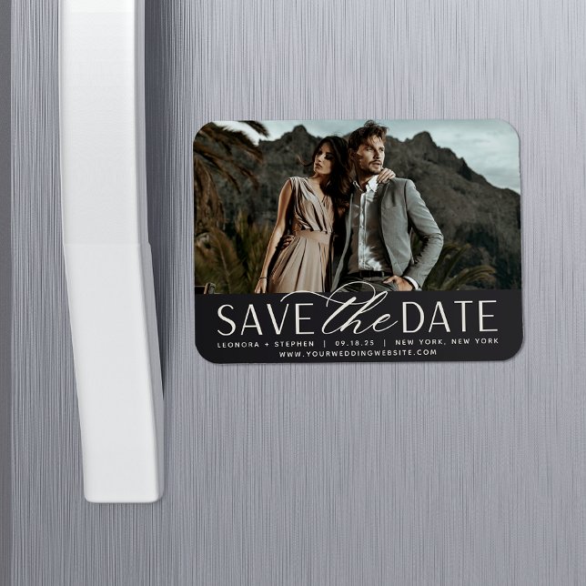 Smooth Script | Horizontal Photo Save the Date Magnet (Creator Uploaded)