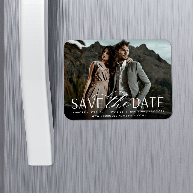 Smooth Script | Horizontal Photo Save the Date Magnet (Creator Uploaded)