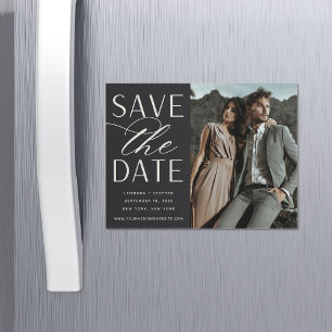 Smooth Script Photo Save the Date Magnet