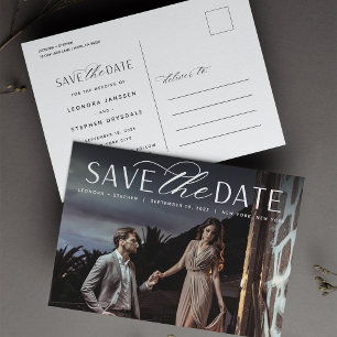 Smooth Script   Photo Wedding Save the Date Announcement Postcard