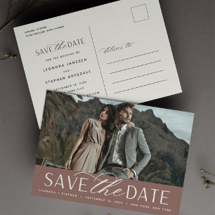 Smooth Script   Photo Wedding Save the Date Announcement Postcard