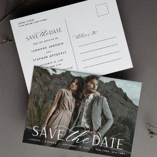 Smooth Script   Photo Wedding Save the Date Announcement Postcard