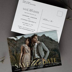 Smooth Script   Photo Wedding Save the Date Foil Invitation Postcard