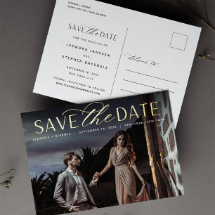 Smooth Script   Photo Wedding Save the Date Foil Invitation Postcard