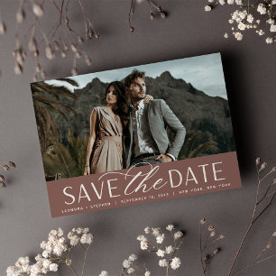 Smooth Script   Single Horizontal Photo Wedding Save The Date