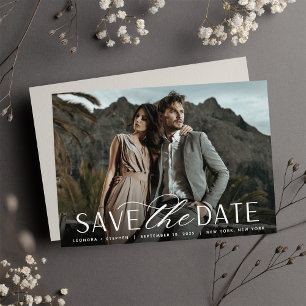 Smooth Script Single Horizontal Photo Wedding Save The Date