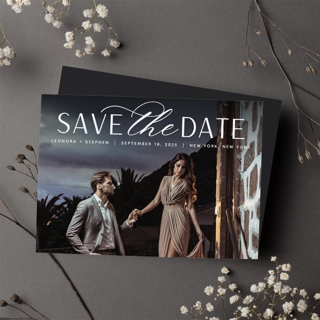 Smooth Script | Single Horizontal Photo Wedding Save The Date (Creator Uploaded)