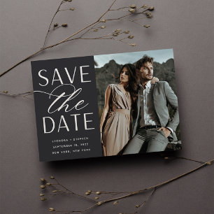 Smooth Script Single Photo Wedding Save The Date