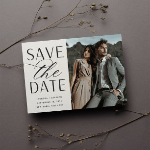 Smooth Script Single Photo Wedding Save The Date