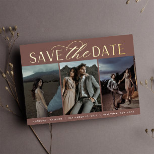 Smooth Script Three Photo Save the Date
