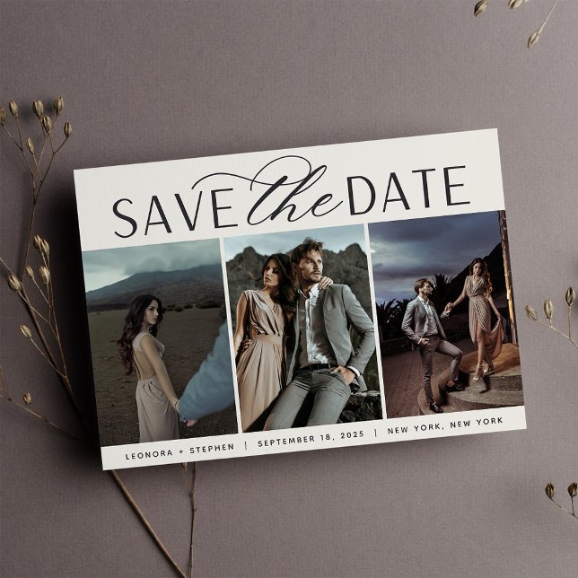 Smooth Script | Three Photo Wedding Save The Date (Creator Uploaded)