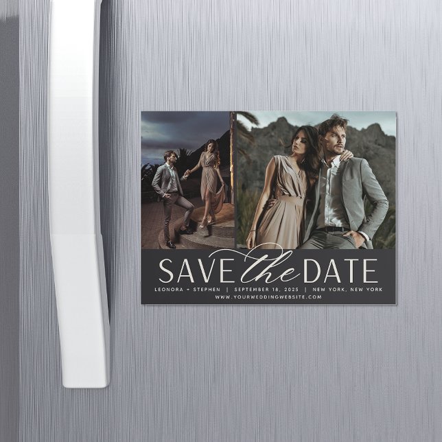 Smooth Script | Two Photo Save the Date Magnet (Creator Uploaded)