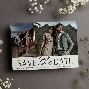 Smooth Script Two Photo Wedding Save The Date