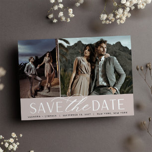 Smooth Script Two Photo Wedding Save The Date
