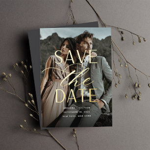 Smooth Script Vertical Photo Save the Date