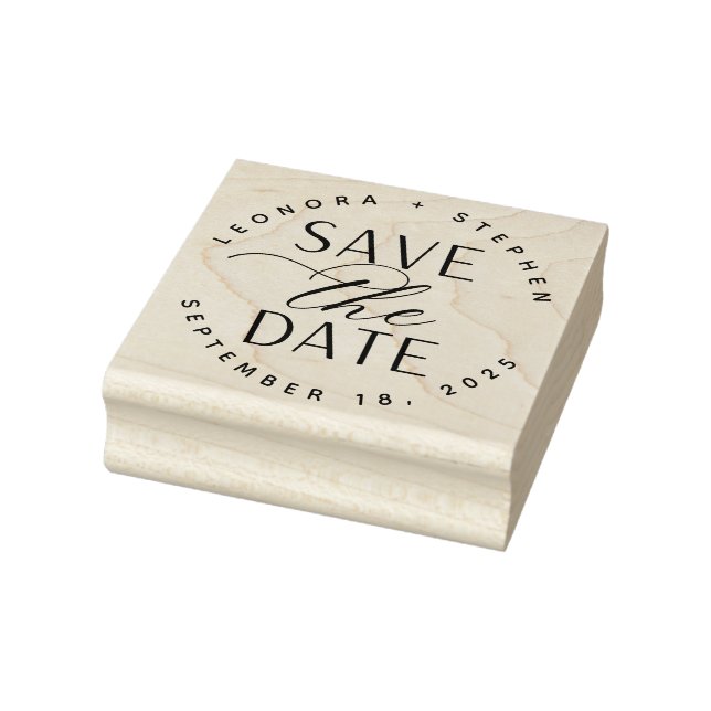 Smooth Script Wedding Save the Date Rubber Stamp (Stamp)