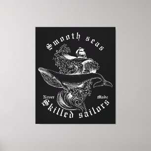 Smooth Sea Skilled Sailor Quote Nautical Whale Canvas Print