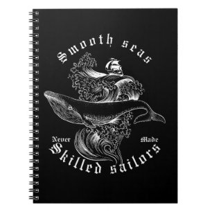 Smooth Sea Skilled Sailor Quote Nautical Whale Notebook