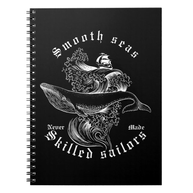 Smooth Sea Skilled Sailor Quote Nautical Whale Notebook (Front)