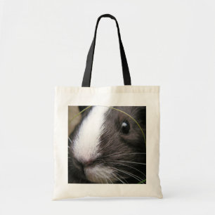 Smooth, Shorthair, Black and White Guinea Pig Face Tote Bag