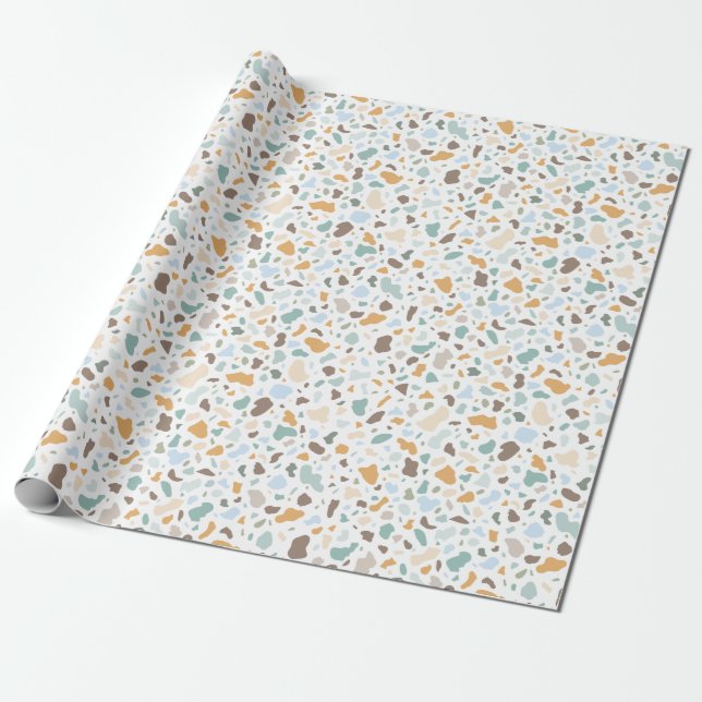 Smooth Stones Terrazzo Pattern Wrapping Paper (Unrolled)
