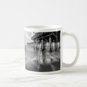 Smooth Waves At Cocoa Pier Grayscale Coffee Mug