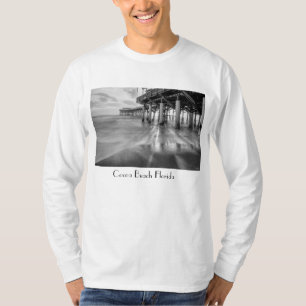Smooth Waves At Cocoa Pier Grayscale Long Sleeve T-Shirt