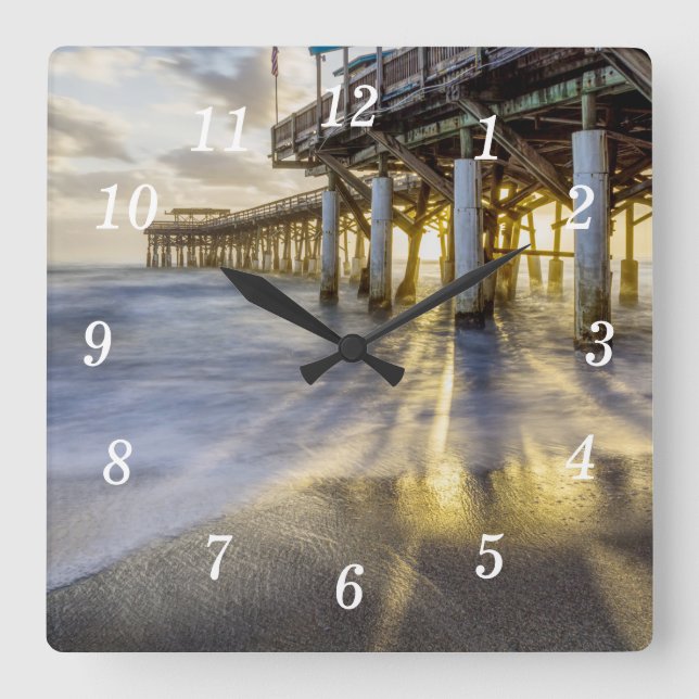 Smooth Waves At Cocoa Pier Square Wall Clock (Front)
