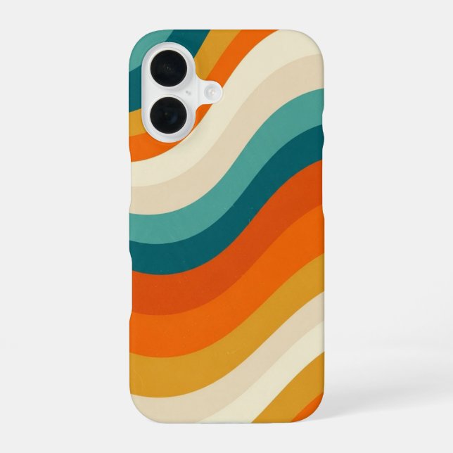 Smooth Wavy Retro Layers iPhone 16 Case (Back)