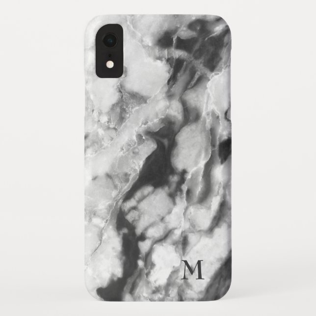 Smooth White And Dark Grey Marble Case-Mate iPhone Case (Back)