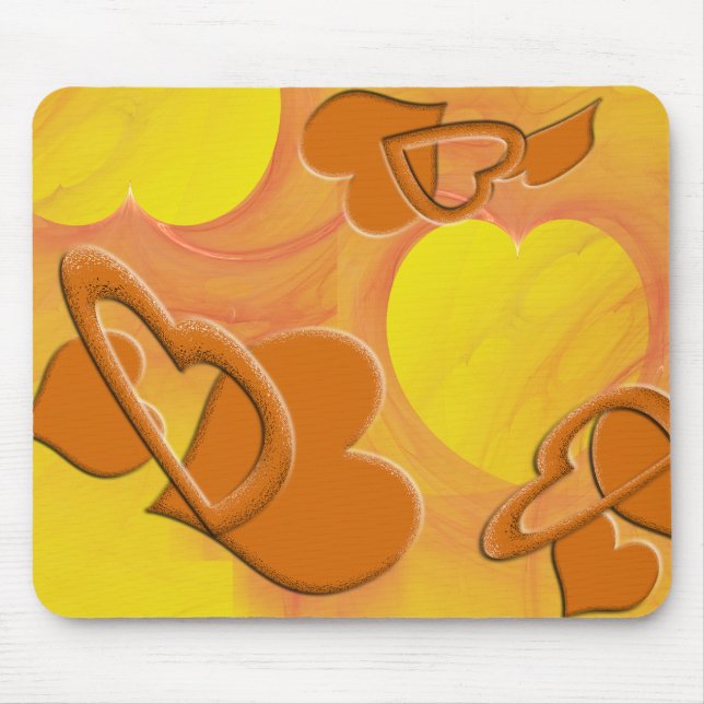 Smooth Yellow and Orange Hearts Mouse Mat (Front)