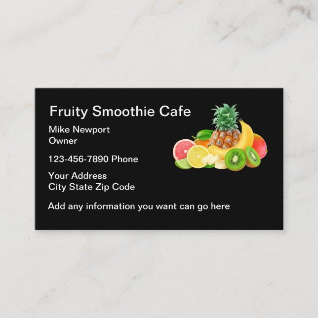 Smoothie Cafe Theme Modern Business Card (Front)