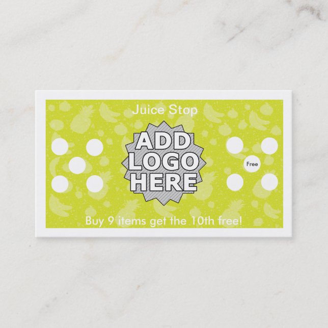 Smoothie & Juice Bar Business Card Loyalty Card (Front)