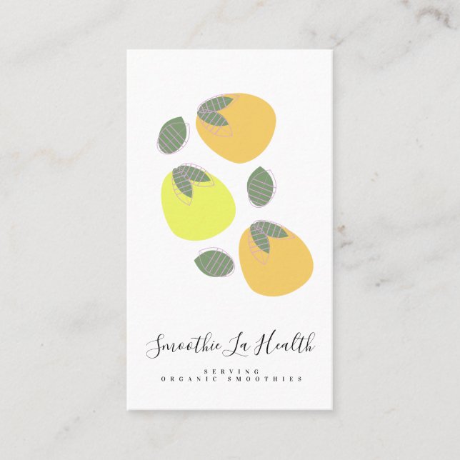 Smoothie Milk Shake Fruit Mango Lemons Business Card (Front)