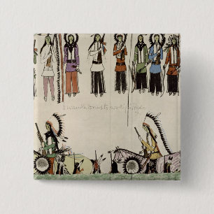 'Smoothing the Place Dance' (ink on paper) 15 Cm Square Badge