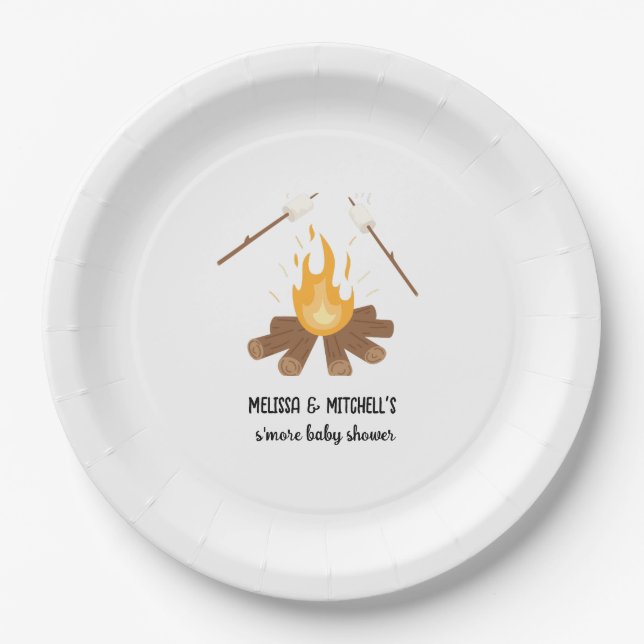 Smore baby shower campfire couples baby shower paper plate (Front)