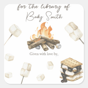 S'more baby shower - for the library of square sticker