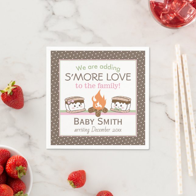 S'more baby shower gender reveal napkin (Insitu)