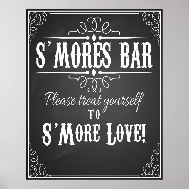 S'More Bar chalkboard wedding party print (Front)