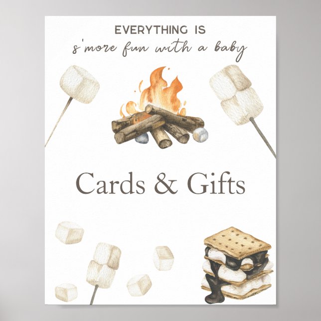 S'more Bonfire Baby Shower Cards and gifts  Poster (Front)