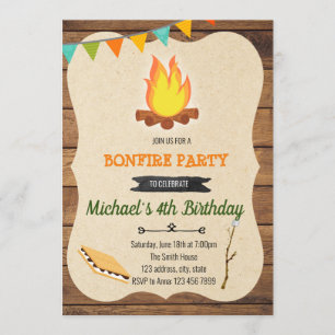 S'more bonfire birthday party invitation
