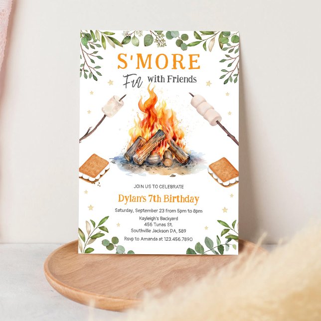 S'more Bonfire Camping Party Birthday Invitation (Creator Uploaded)