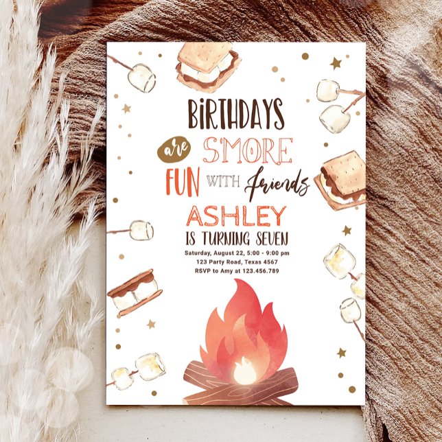 S'more Bonfire Smore Fun Friends Camping Birthday Invitation (Creator Uploaded)