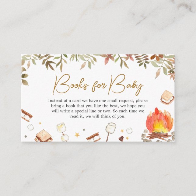 S'more Campfire Baby Shower Books for Baby Enclosure Card (Front)