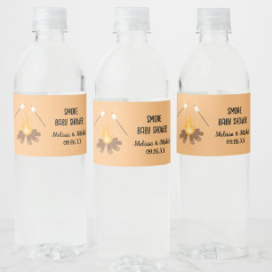 Smore campfire Baby Shower couples baby shower  Water Bottle Label