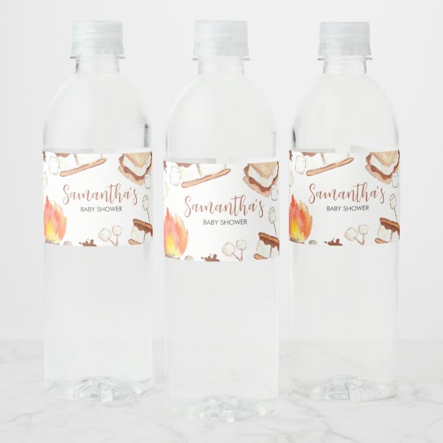S'more Camping Baby Shower  Water Bottle Label (Bottles)