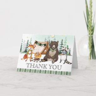 S'more Camping Bear Fox Bonfire Smores Birthday Thank You Card