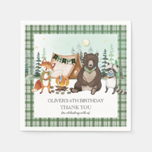 S'more Camping Bear Fox Racoon Bonfire Birthday Napkin