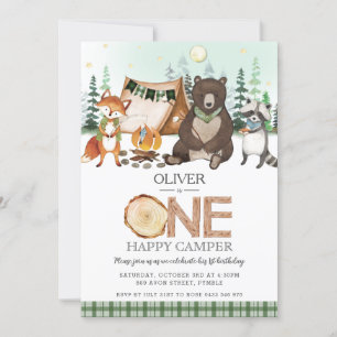 S'more Camping Bonfire Woodland One Happy Camper  Invitation