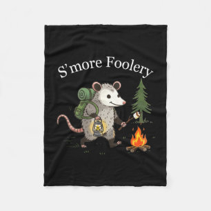 S'more foolery opossum marshmallow funny campfire fleece blanket